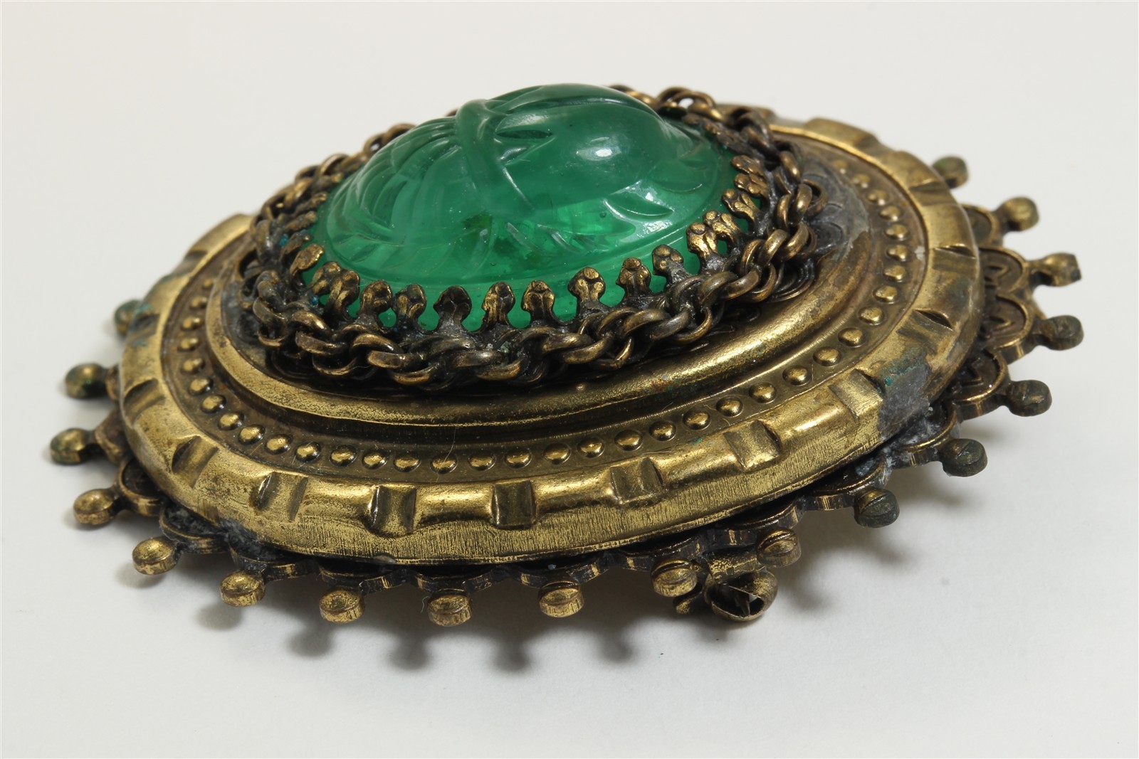 Vintage Hobe Large Victorian Revival Czech Glass Scarab Pendant Brooch Pin