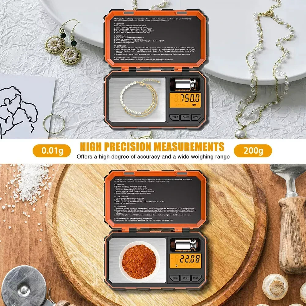 Digital Pocket Scale, 200G X 0.01G Gram Scale, Mini Scale 6 Units Jewelry Scale
