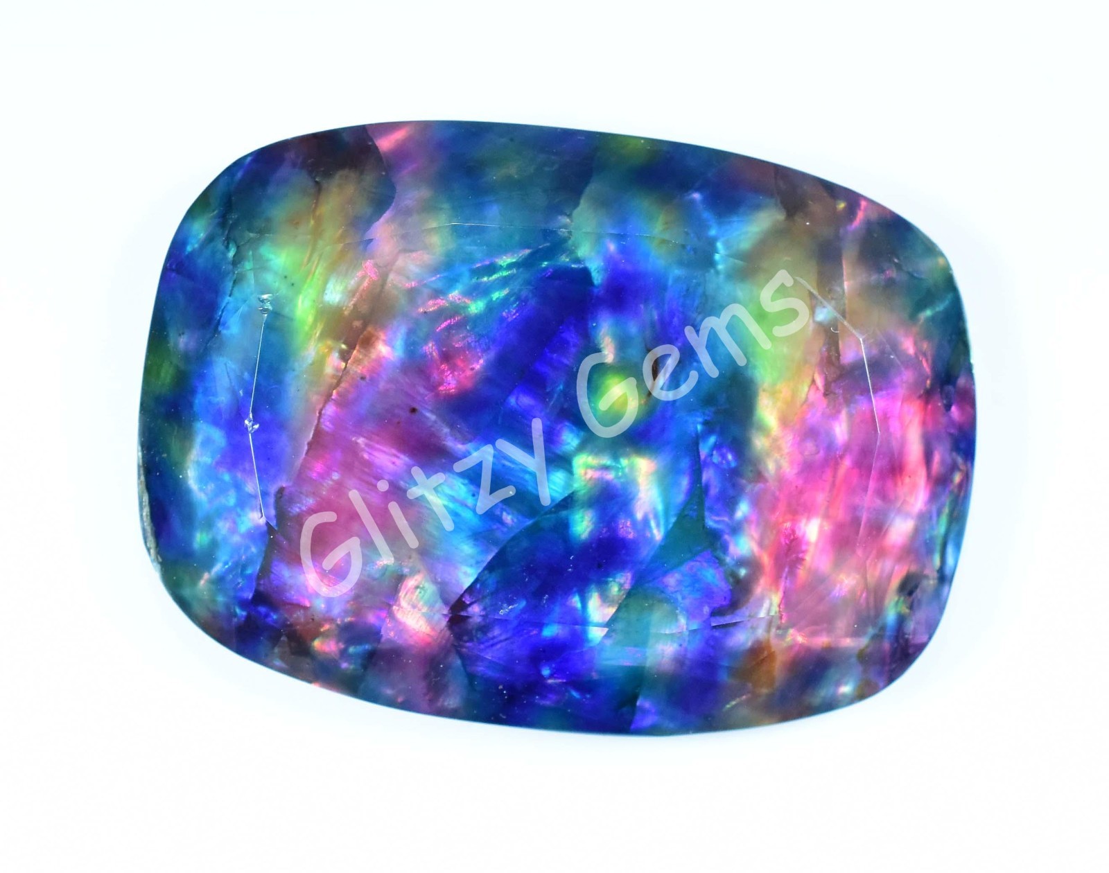 40.55 Ct Natural Ammolite Loose Gemstone Opal Like Organic Doublet Rare Gemstone