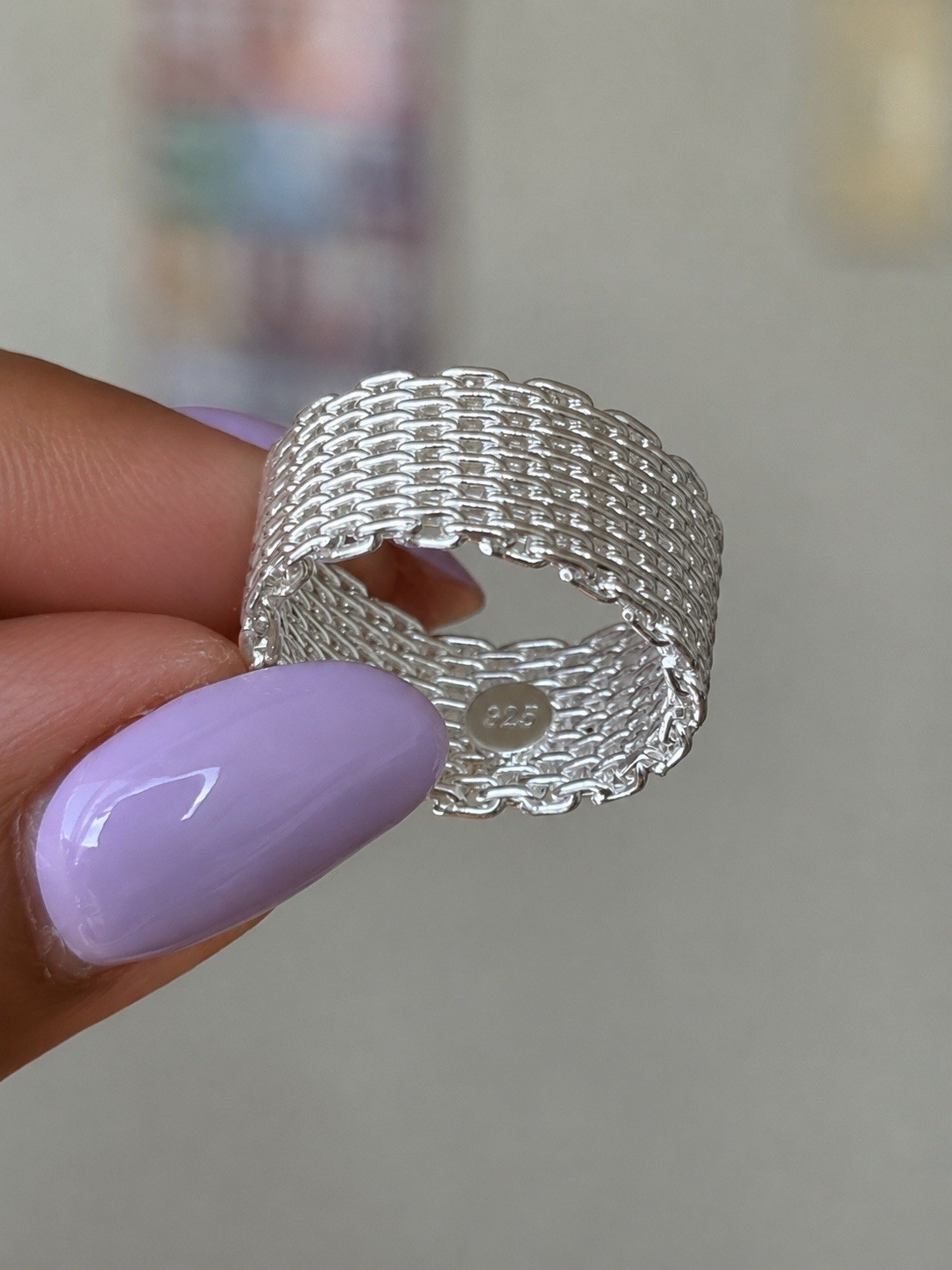 ✨ silver mesh chain ring 925 stamped size 6 ✨