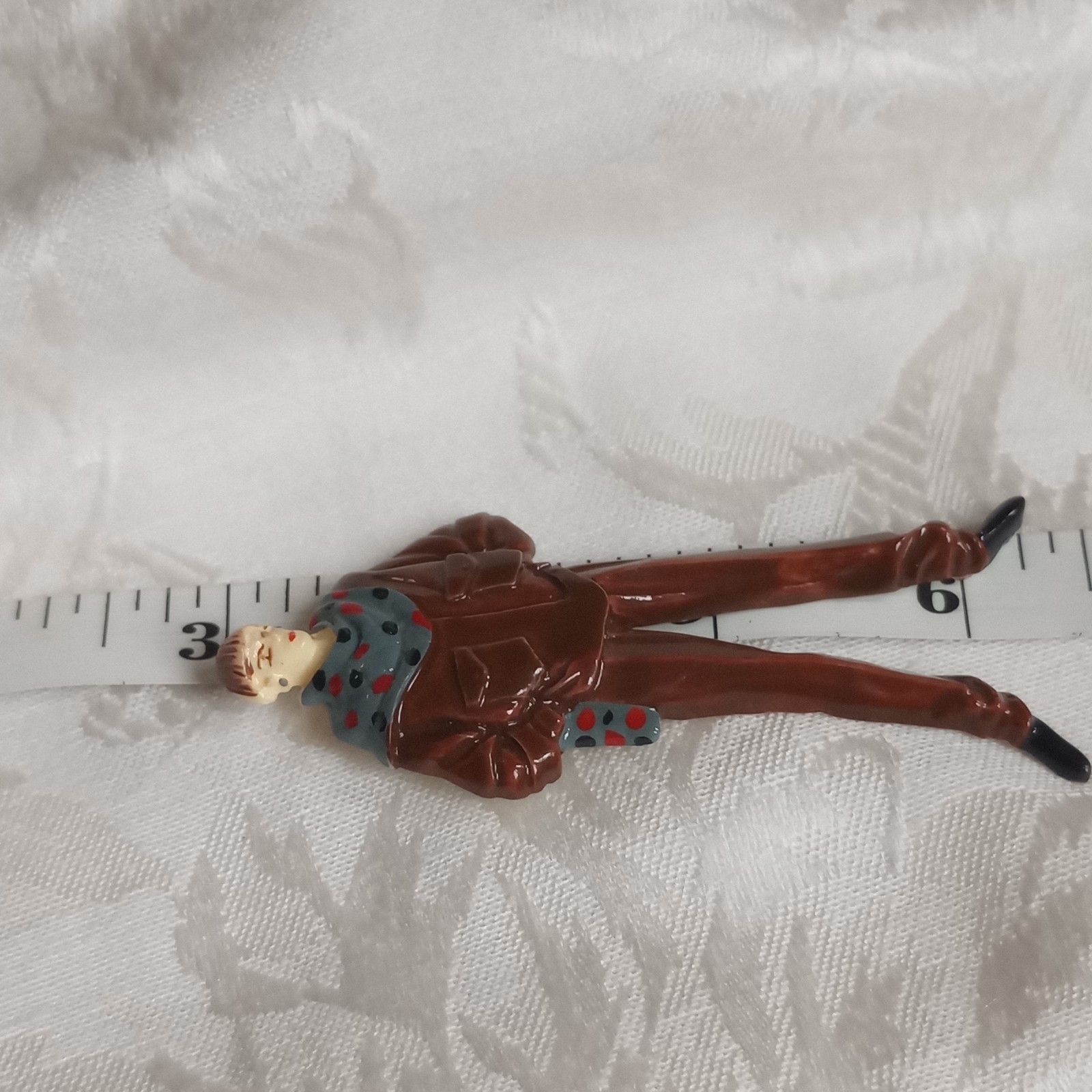 Vtg Molded handpainted Plastic Resin Fashion Lady menswear Brooch Pin 3.5in