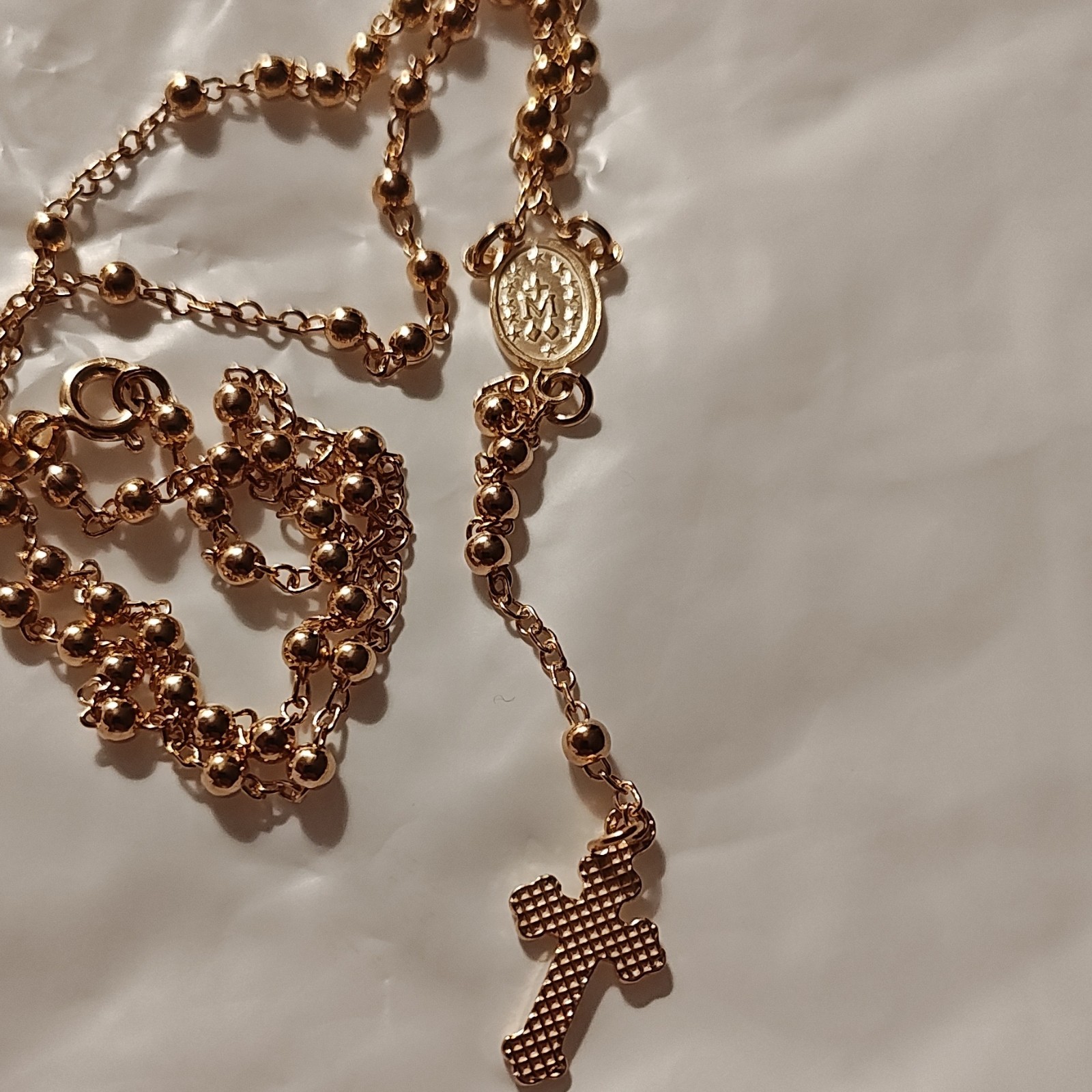 Rosary – Gold Tone Ball/Bead Chain Clasp
