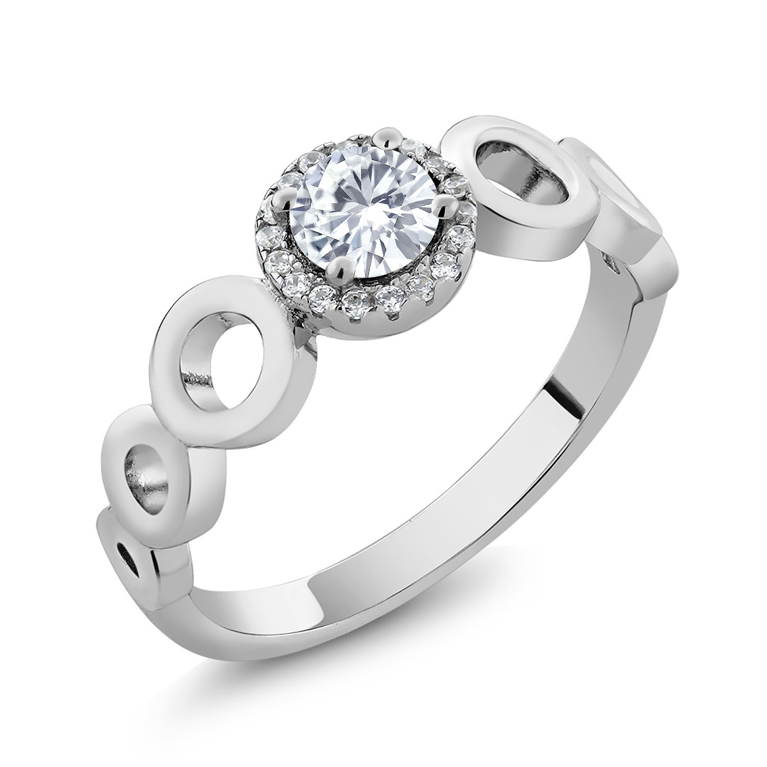 925 Sterling Silver Ring Round Moissanite 0.50ct DEW