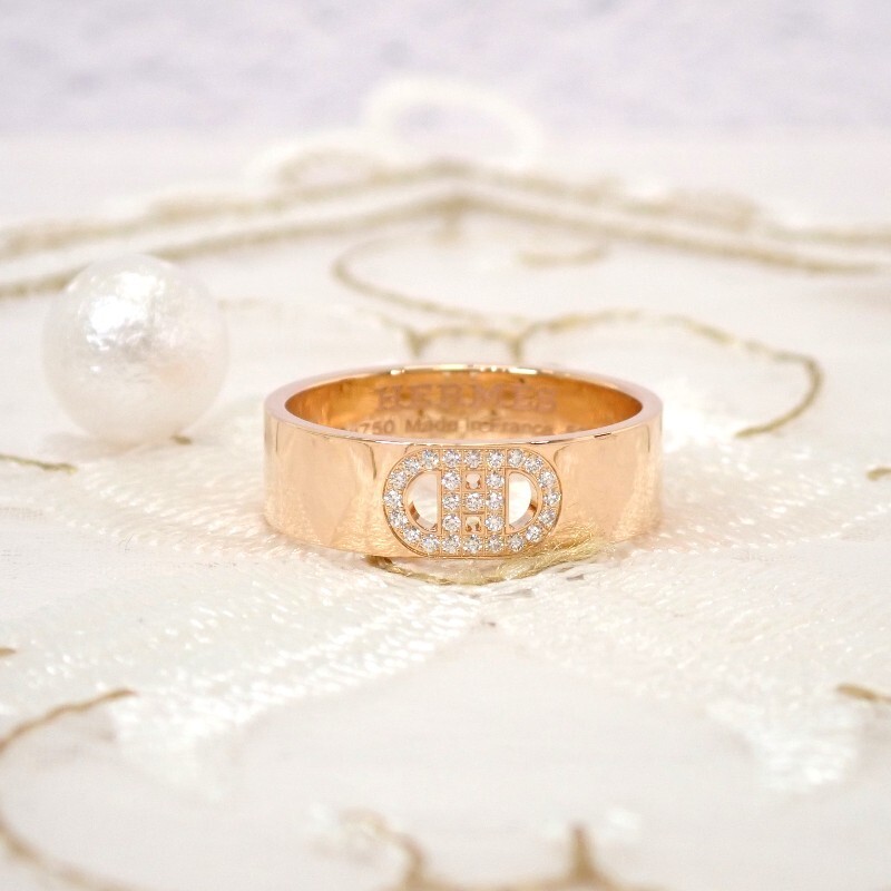 Hermes H d’Ancre PM US 6-6.25 #53 H115601B Ring 18K Pink Gold Diamond 439612