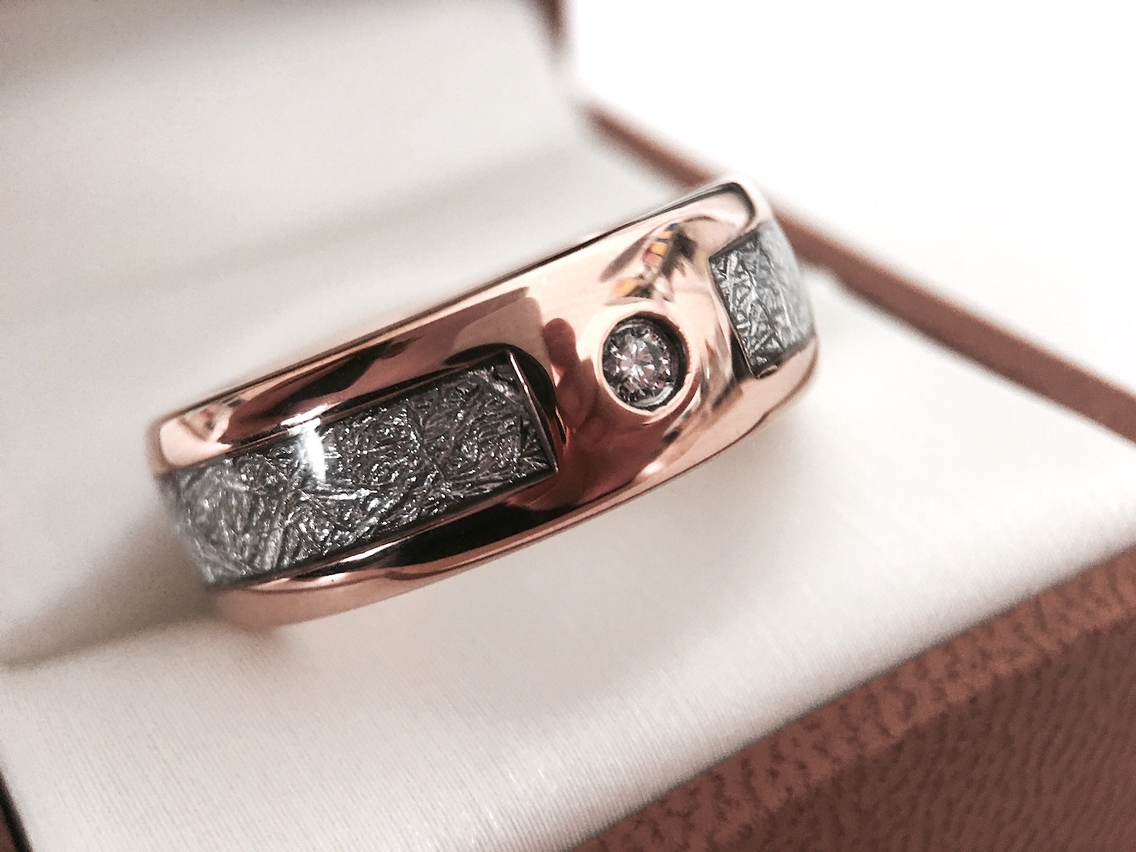 Meteorite Ring Rose Gold Tungsten Ring, Mens & Women Wedding Bands, Promise Ring