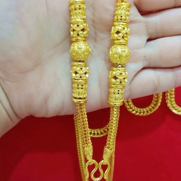 L3 Necklace 24k Gold Plated + LP Liu Amulet Pendant Weight 5 Baht 24″ Women