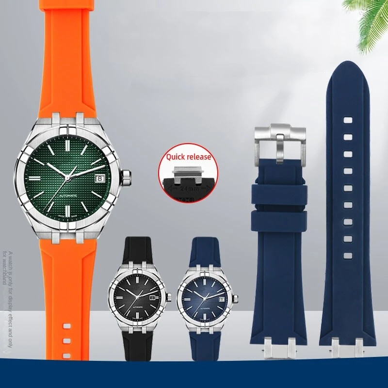 Silicone Watch Straps For MAURICE LACROIX AIKON AI6008 6007 6038 Steel Adapter