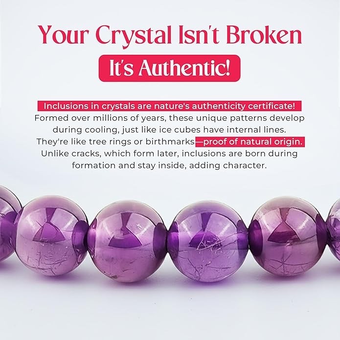 Natural Gemstone 8 mm Bracelet Men & Women Stretchable Crystal Beads – Amethyst