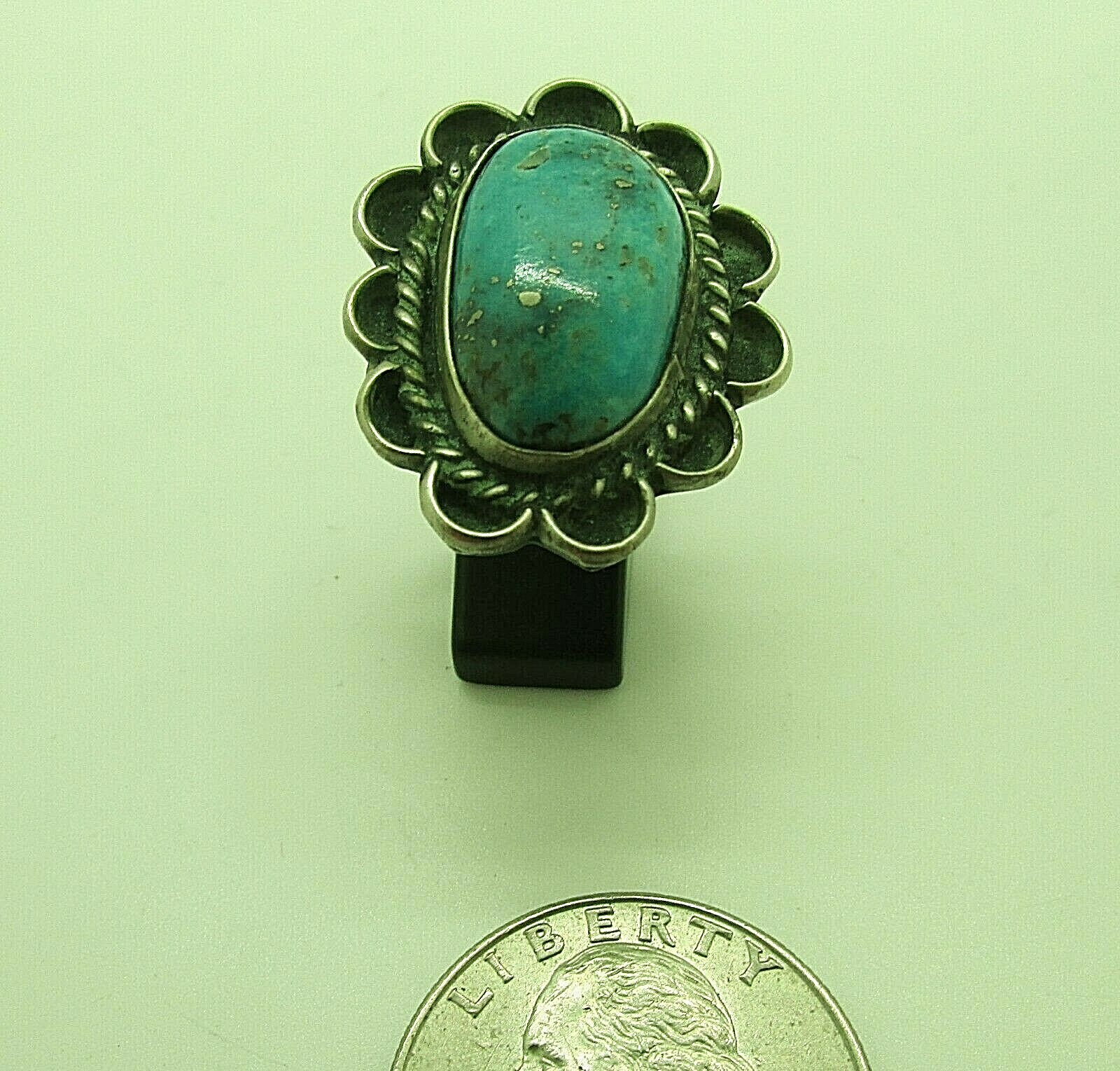 VINTAGE SOUTHWEST N A TURQUOISE RING SIZE 6.5 STERLING