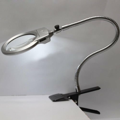 USA New Lighted Table Top Desk Magnifier Magnifying Glass with Clamp