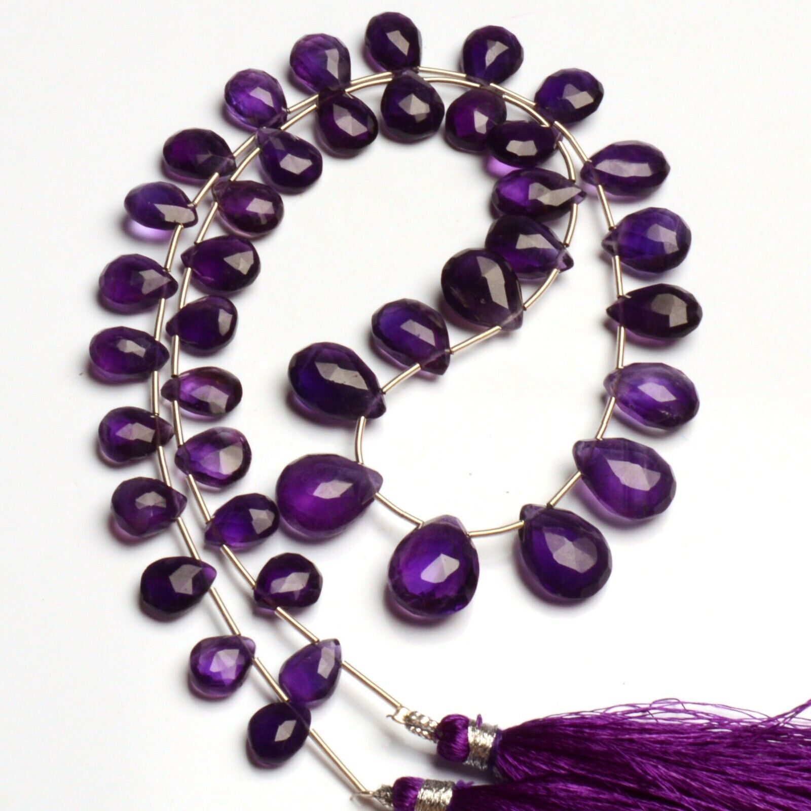 Natural Gem Brazil Amethyst 9×7 to 15×12 mm Faceted Pear Briolette 19″ Strand
