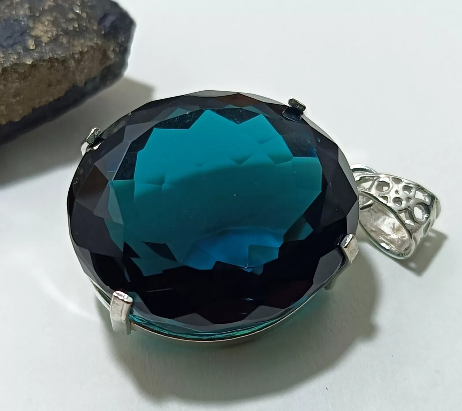 London Blue Topaz Pendant 925 Sterling Silver Pendant Gemstone Jewelry 133 Ct