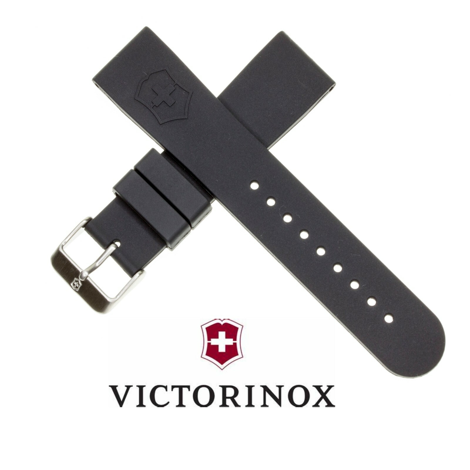 New Victorinox Swiss Army Rubber Strap Black Diver Watch Band 22mm 20mm V x1