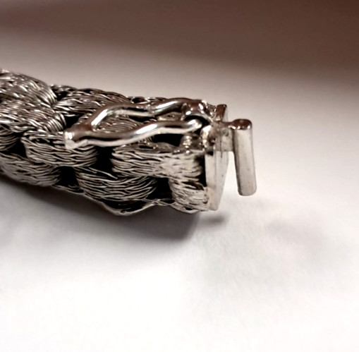 WOW!! CUSTOM HAND-MADE STERLING SILVER “WOVEN LINK” BRACELET (6mm 7.5″ 30.95GR