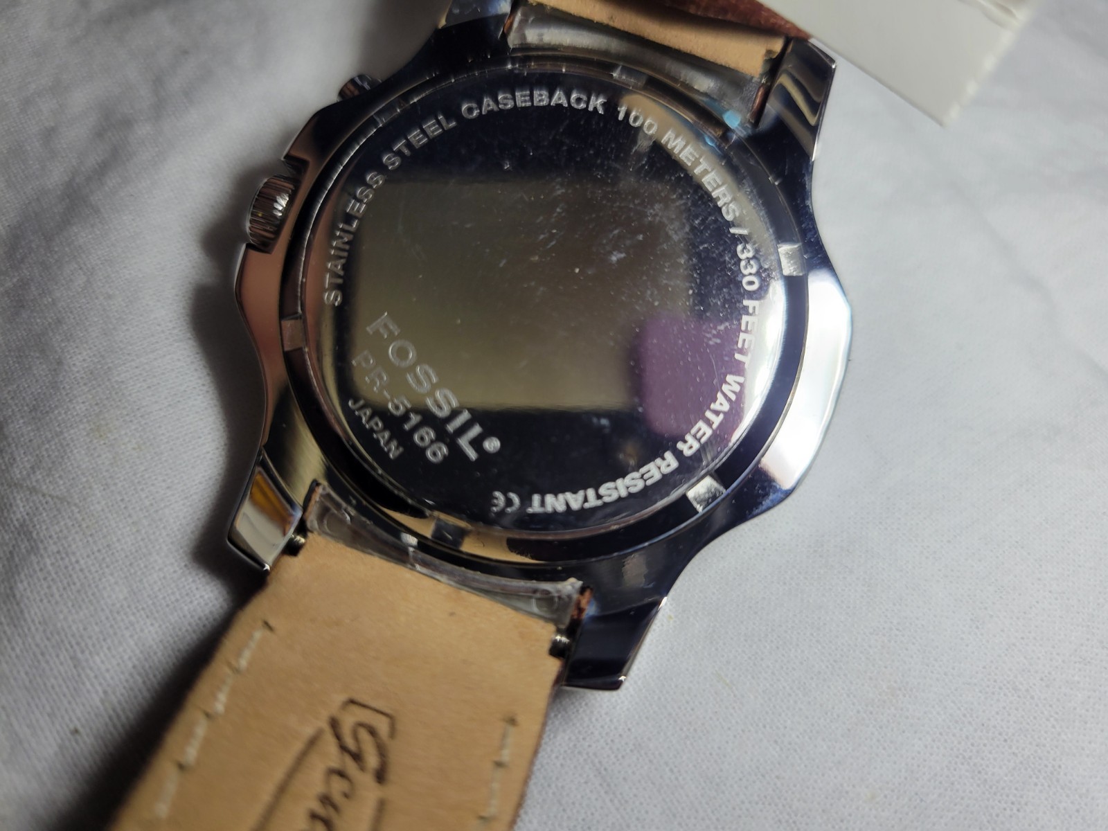 Vintage SHERATON HAWAII BOWL FOSSIL WATCH PR-5066 BROWN LEATHER BAND