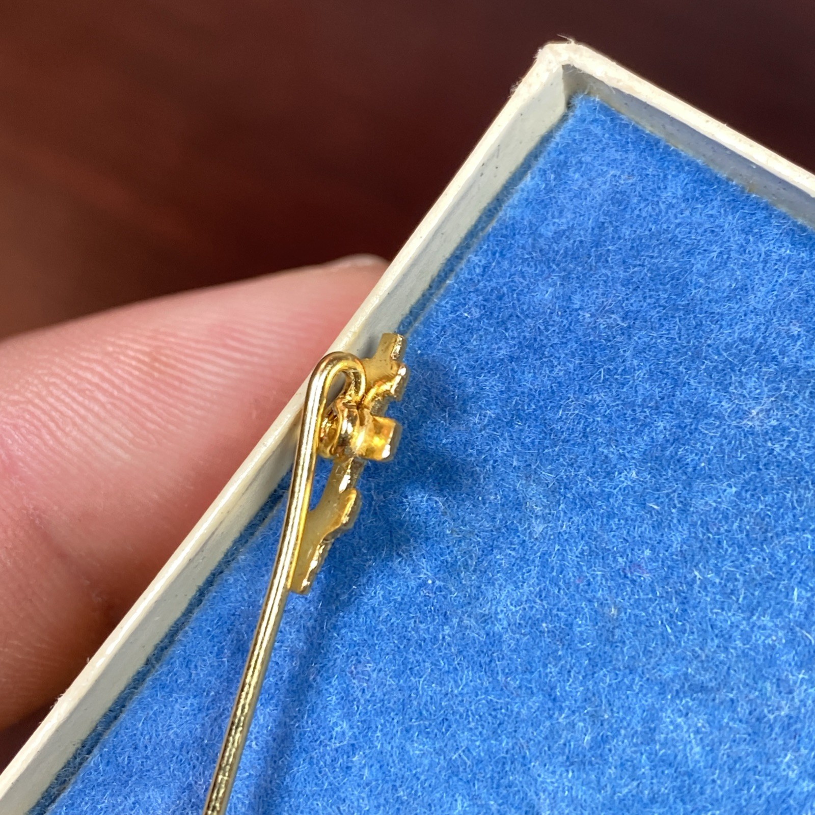 Vtg Orthodox Christian 3 Bar Cross Stick Pin Brooch Gold Tone Nice Detail 2-3/8”