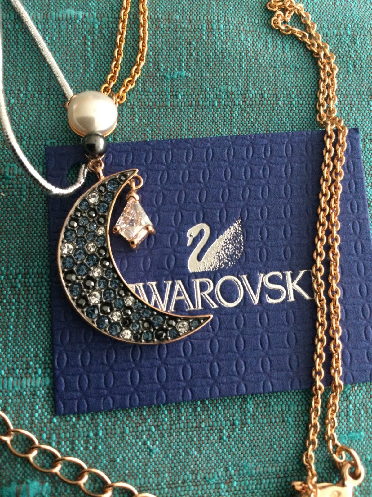 Genuine Signed Swarovski SUBLIMA Moon Pendant, Boxed with Tag