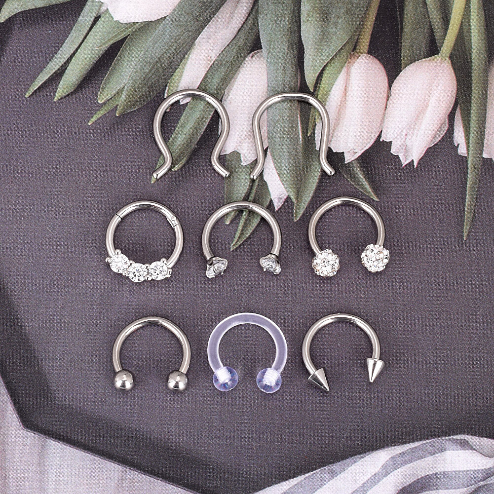 6-12PCS Horseshoe Nose Septum Lip Rings Nipple Tragus Cartilage Eyebrow Piercing