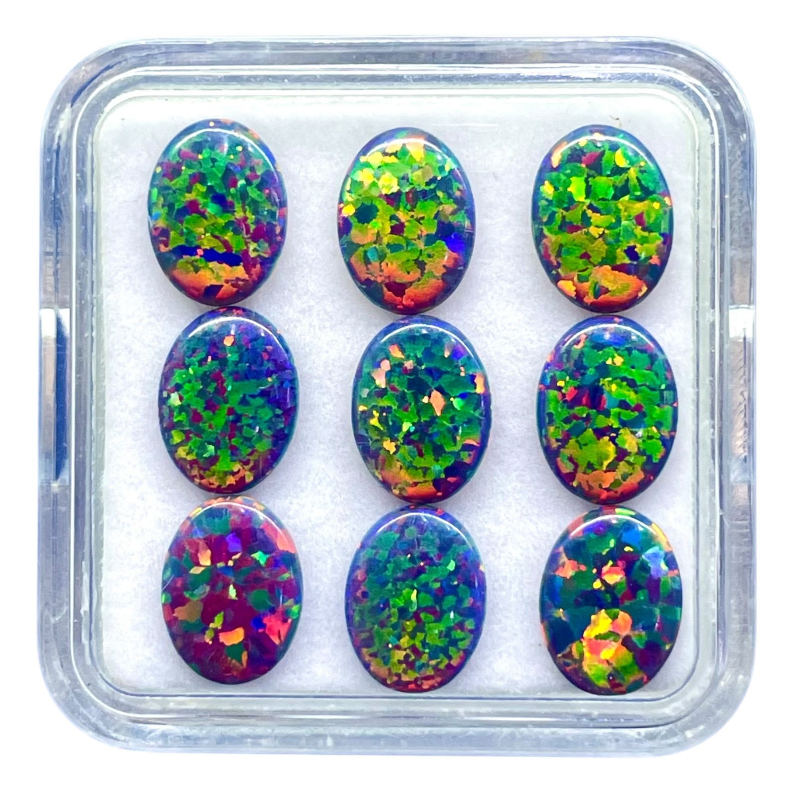 5 Pcs Australian Black Opal 8x6mm Oval Cabochon AAA Lab Created Gemstones Lot