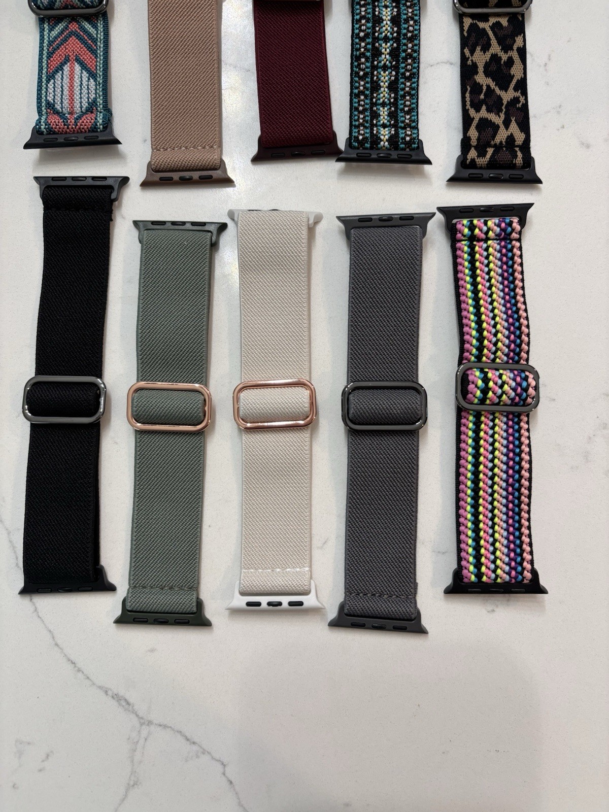 10 Pack Stretchy Nylon Band Compatible with Apple Watch Bands 40mm 41mm