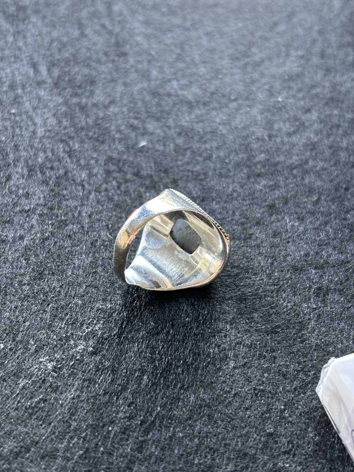 Silver (stamped 925) Square Blue Quartz Set Cocktail Signet Ring Size 7
