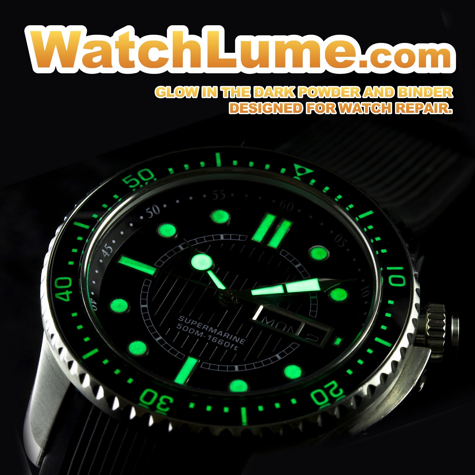 GENUINE WATCH LUME ™ – POWDER AND BINDER PASTE – BLUE GLOW IN THE DARK KIT