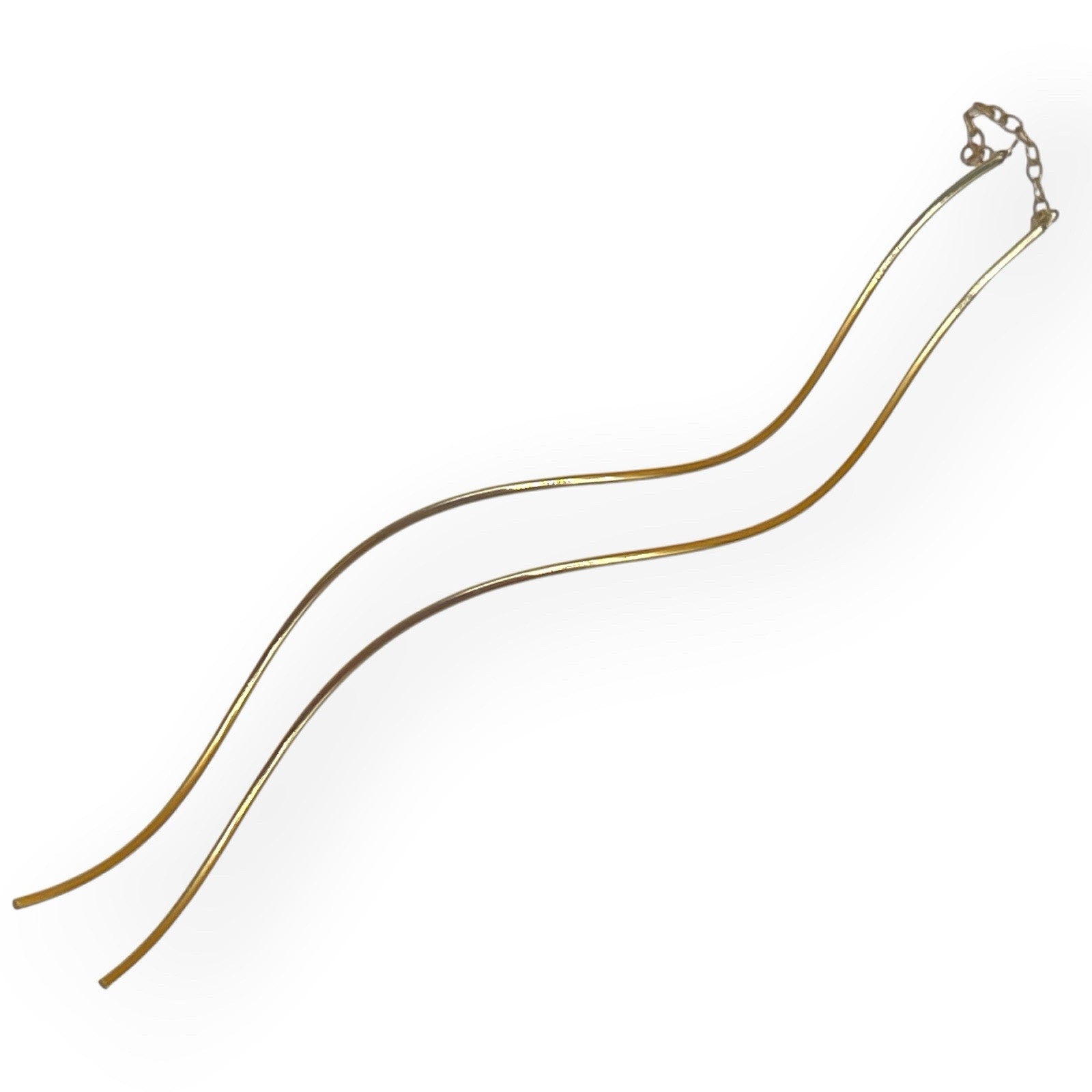 14K Gold Threader Earrings 3” Wavy Cascading Dangle Pull Through Chain 0.91g