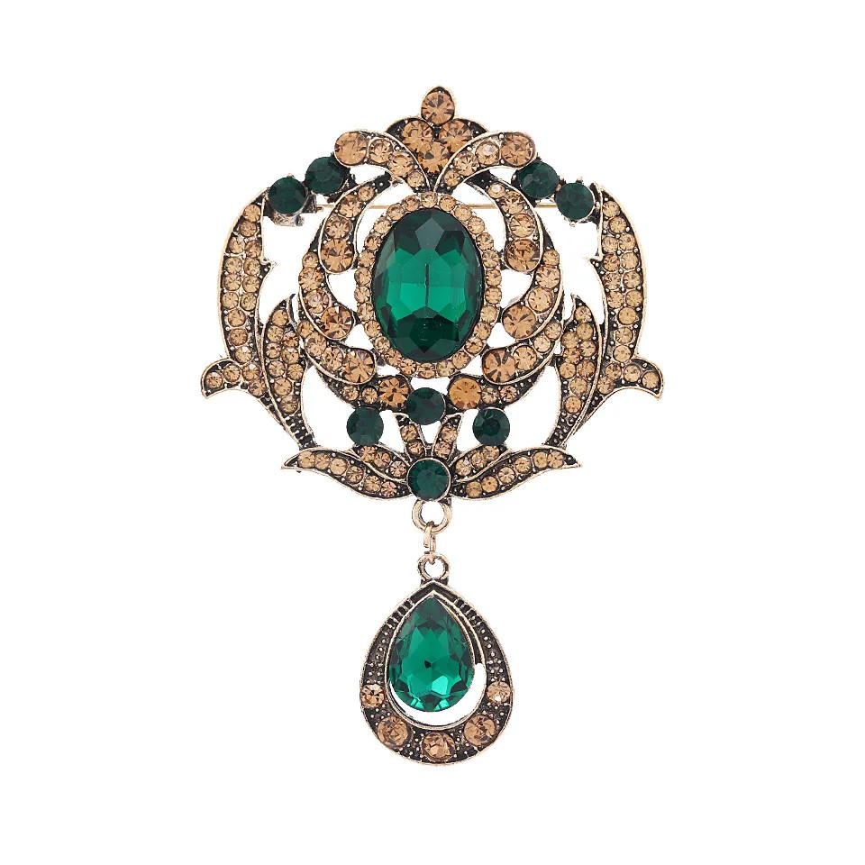 Women’s Vintage Crystal Pendant Brooches Pins Baroque Luxury Buckle Accessories