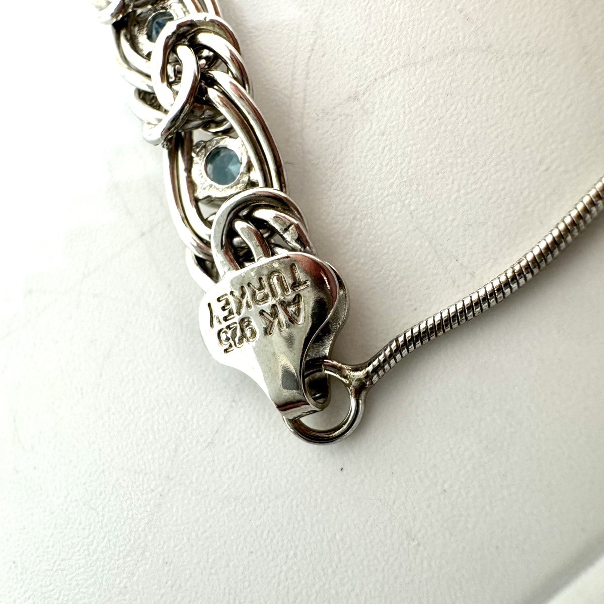 925 Sterling Silver Blue Stone Adjustable Bracelet – 7.83G! (WMP019087)