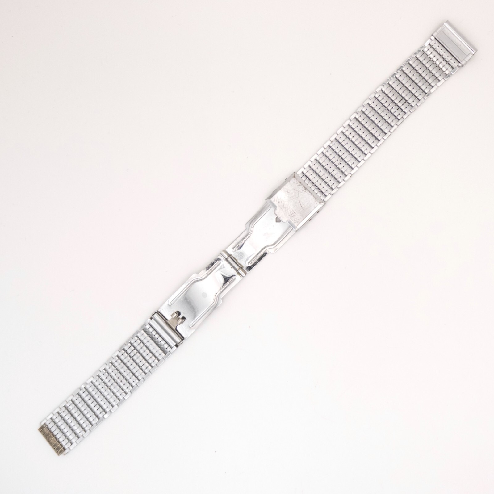 Partial Vintage Gemex 16.0 mm silvertone wristwatch bracelet with trifold clasp