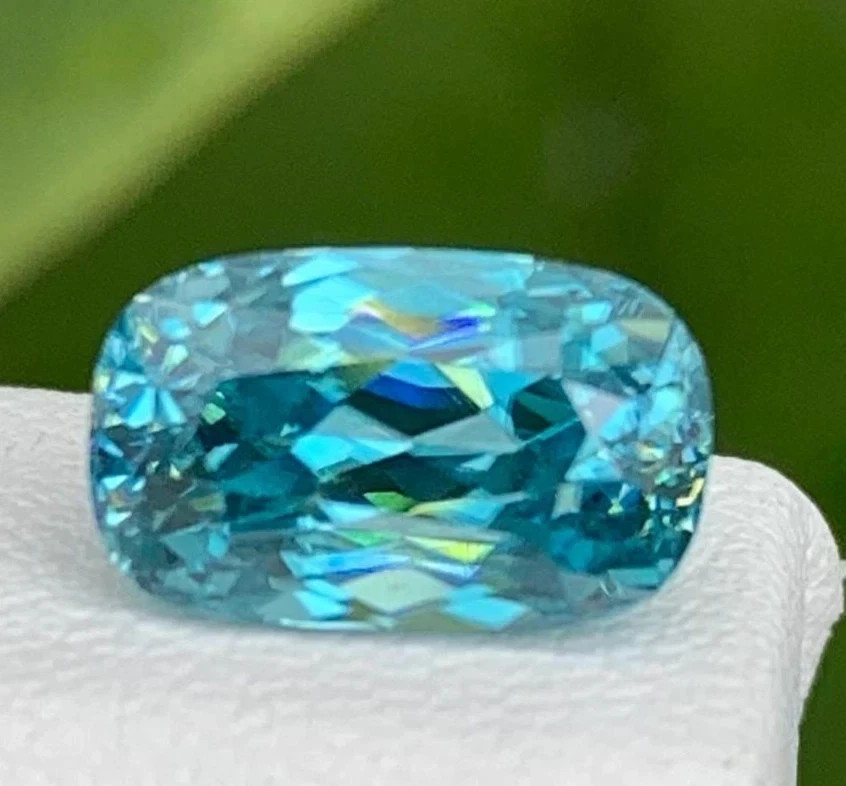 Natural Blue Zircon Cambodian GIE Certified Cushion Cut 14.85 Ct Loose Gemstone