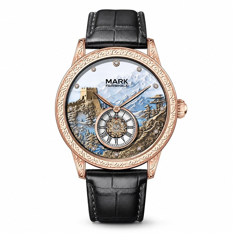 Mark Fairwhale Automatic Watch Men Great Wall Luxury Mechanical Luminous Leather