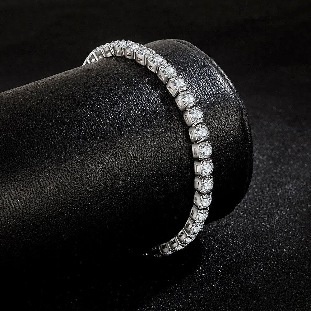4mm Moissanite Tennis Bracelet silver 7 7.5 8 Inch Unisex