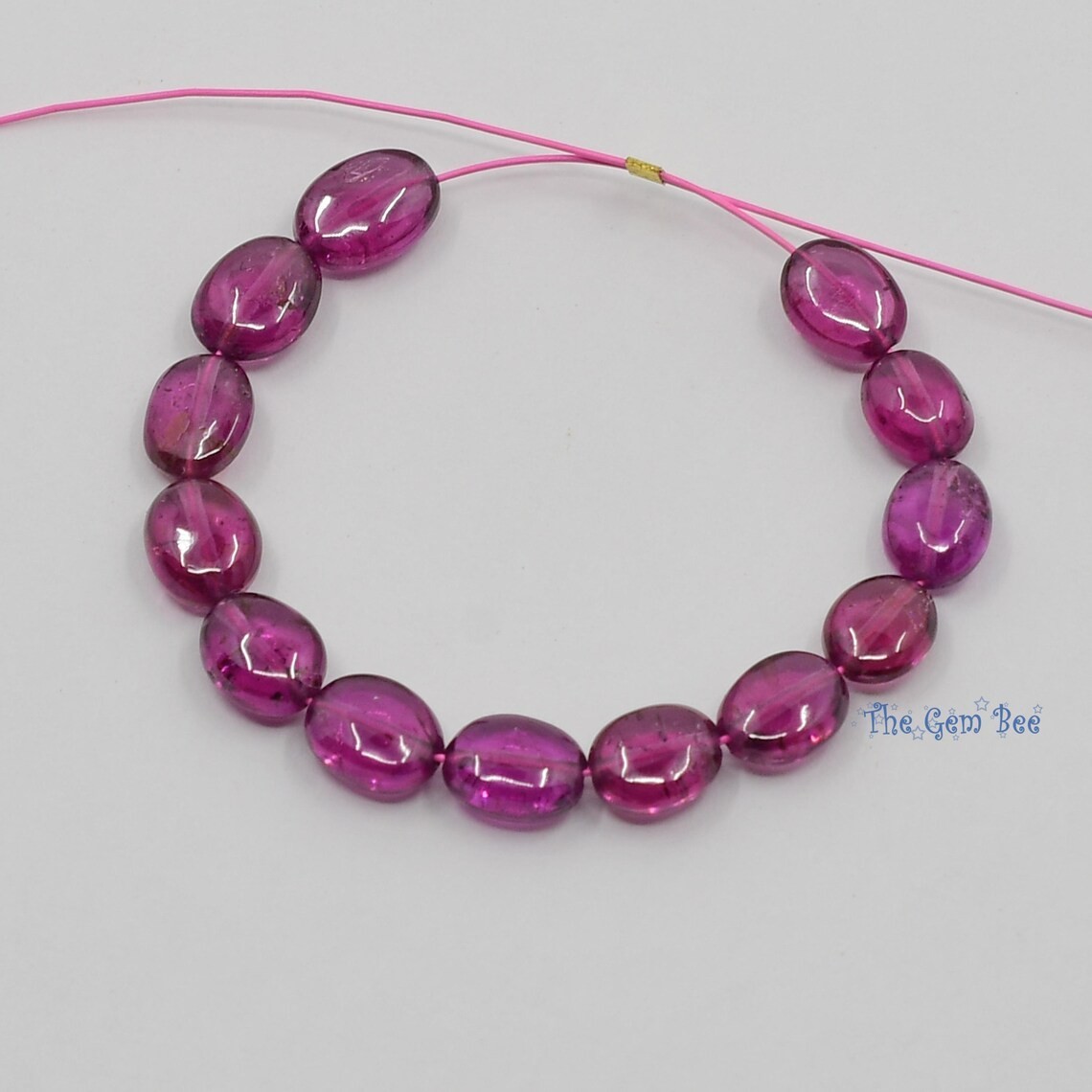Berry Pink Rhodolite Garnet Smooth Oval Nugget Beads 3 Inch strand