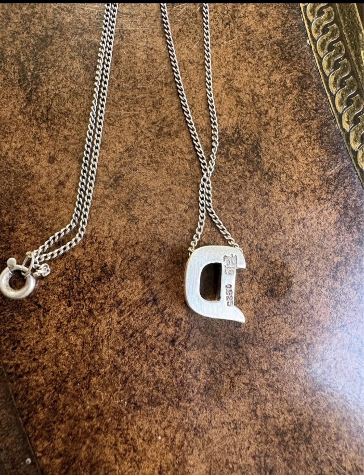 Polo Ralph Lauren Initial ( D ) 925 sterling silver necklace Womens