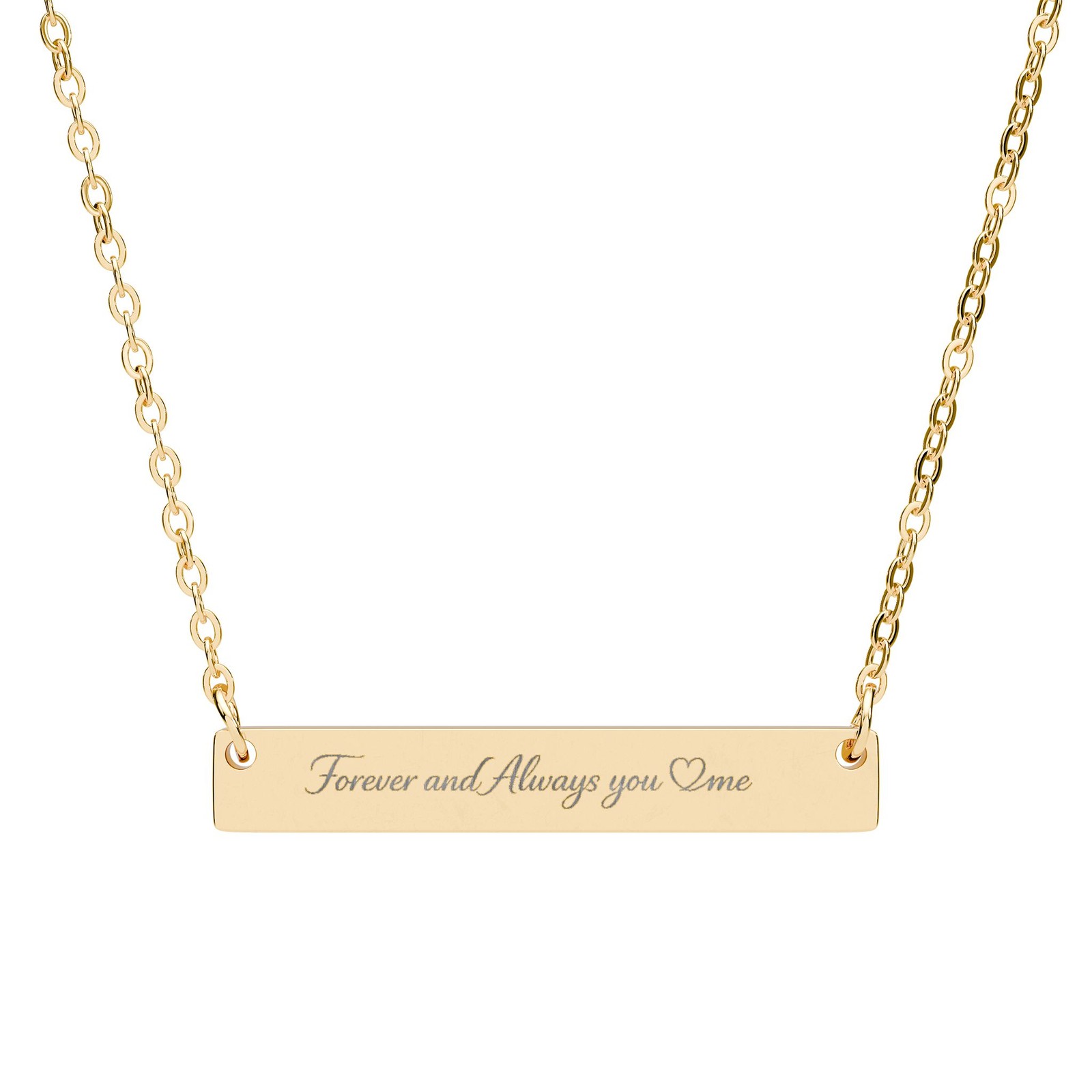 Engraved “Forever and Always” Necklace, Custom Horizontal Bar Necklace.