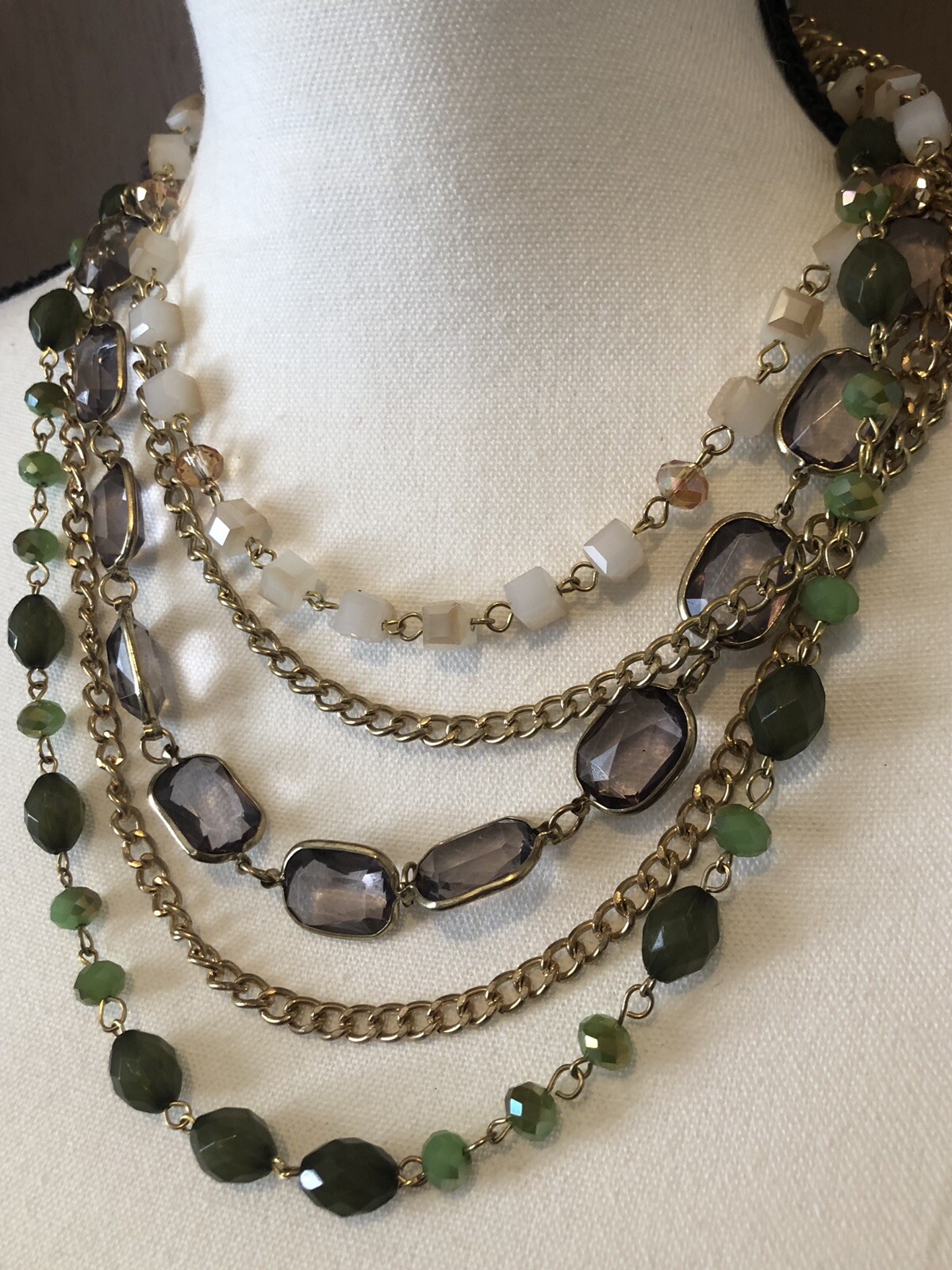 Contemporary Egyptian Inspired Beaded Layered Necklace Fashion Jewelry GO2.4D23