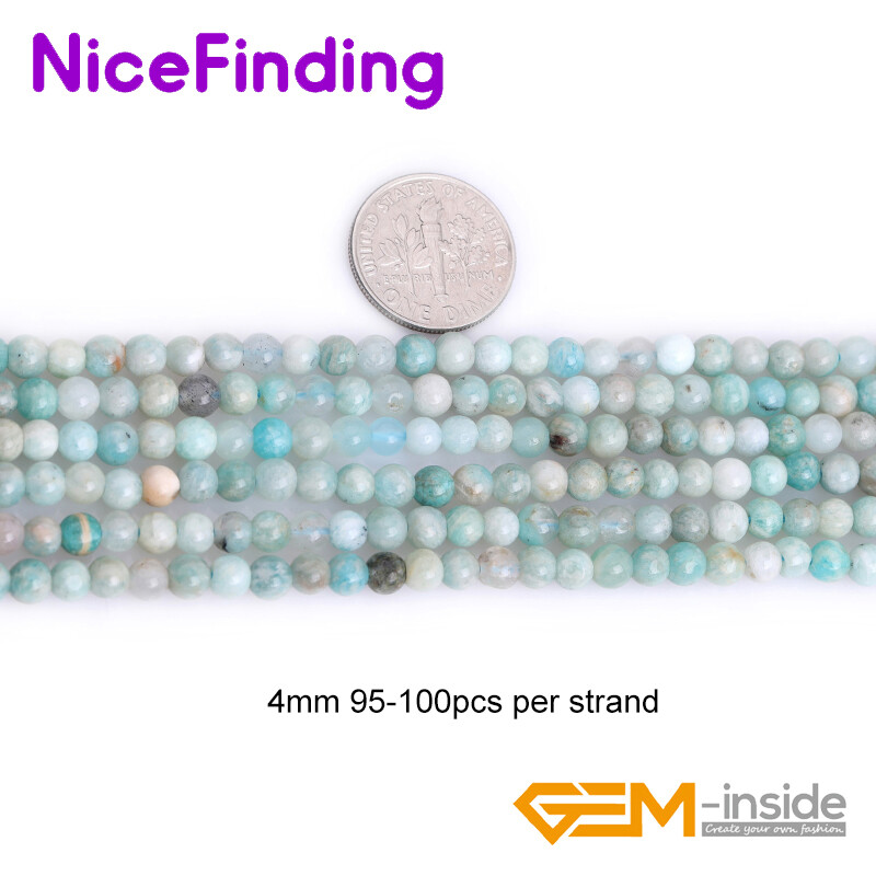 African Blue Amazonite Natural Gemstone Round Loose Beads Jewelry Making 15”