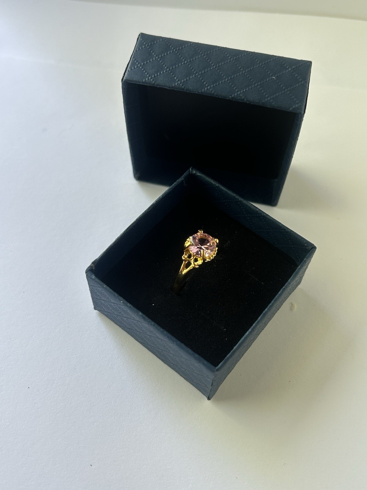 Vintage Pink Cubic Zirconia Ring Gold Plated Womens Size 9.5
