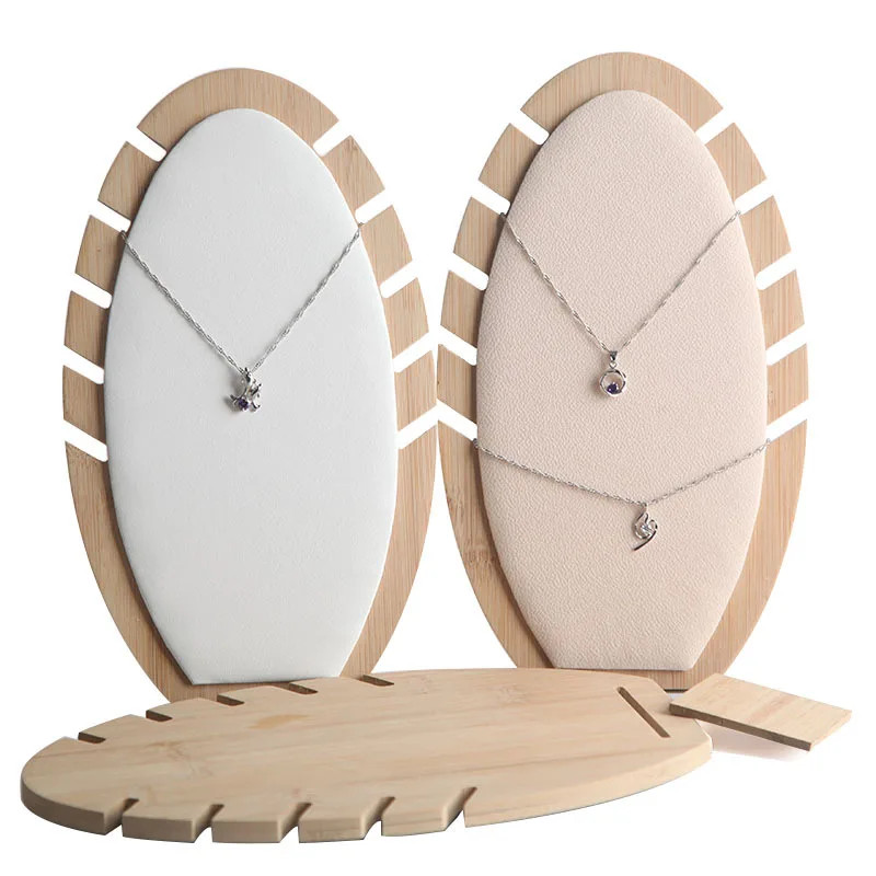 Bamboo Jewelry Pendant Necklace Display Board Organizer Shelf Holder Showcases