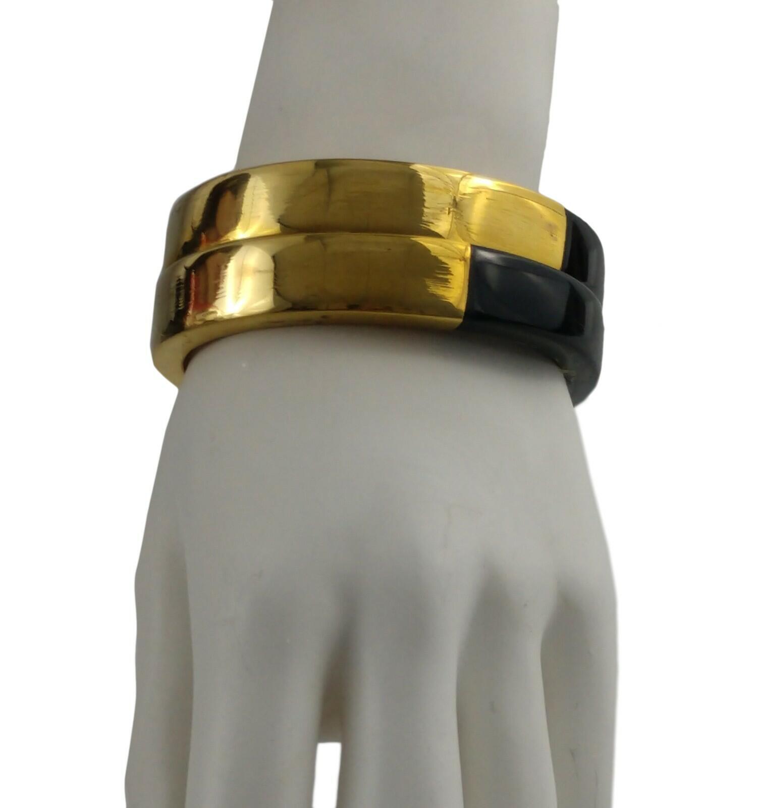Set of 2 Brass Dark Brown Horn Round Bangle Bracelet Ladies Standard Size