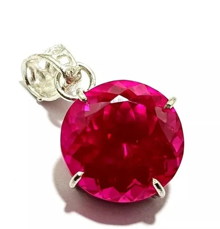 Certified 28 Ct Natural Pink Sapphire 925 Silver Pendant Loose Gemstone