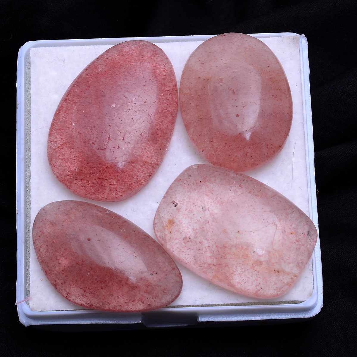 4 Pcs Natural Strawberry Quartz 25mm-29mm Cabochon Untreated Loose Gemstones Lot