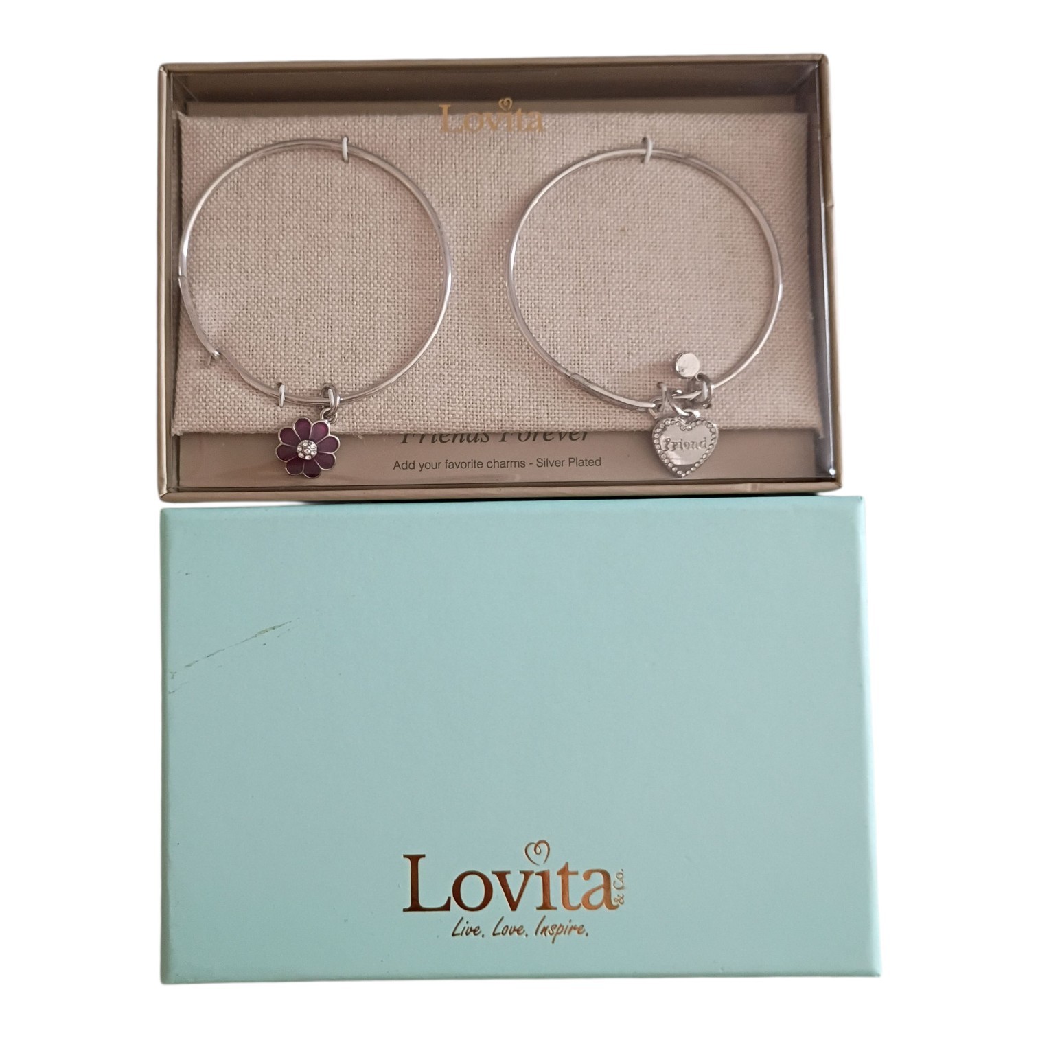 Lovita & Co Women’s Silver‑Plated Bracelet with “Friends Forever” Charm