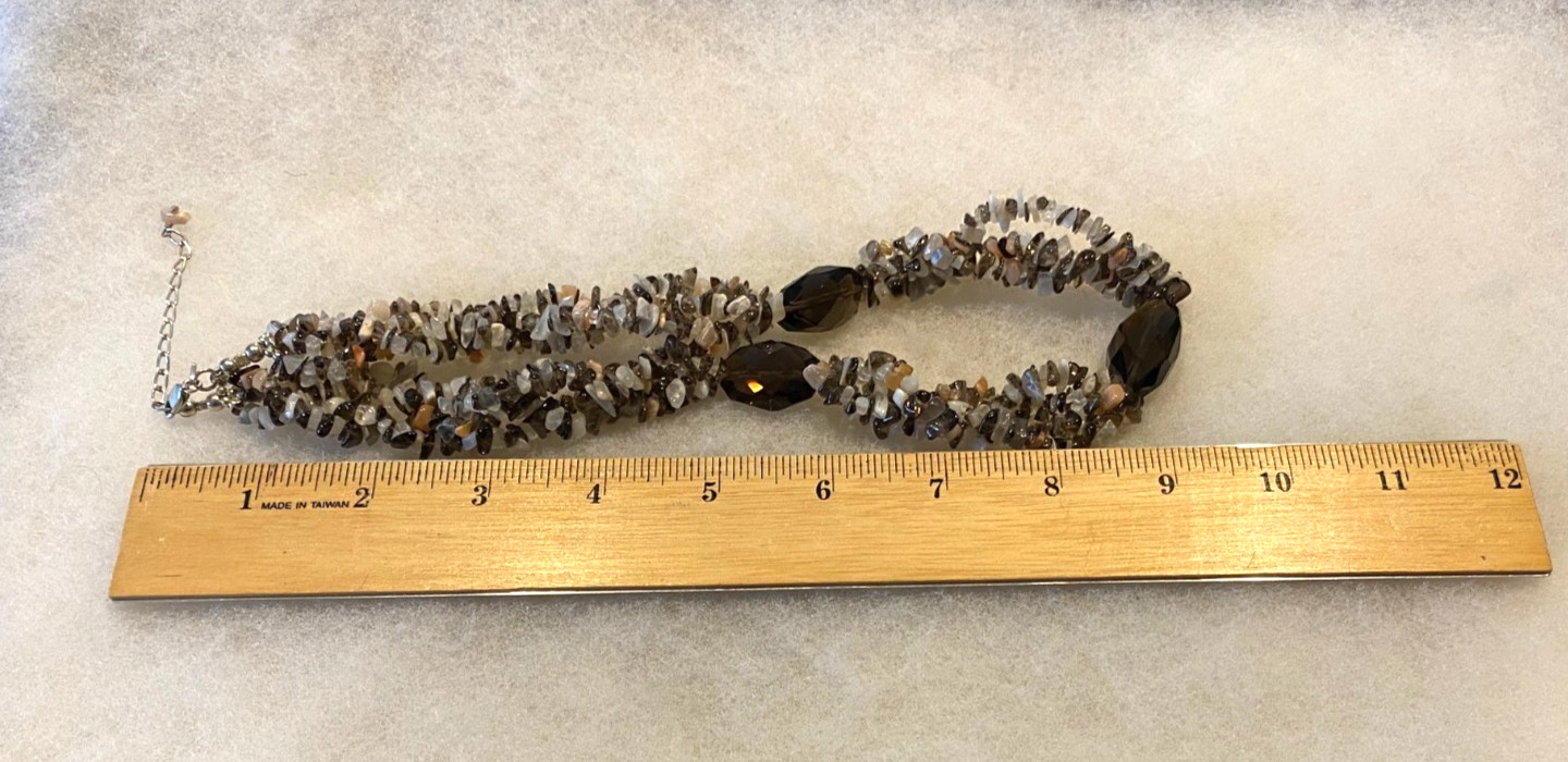 Sajen Faceted Smokey Quartz & Chip Necklace – 18 In. Long with 2 In. Extender
