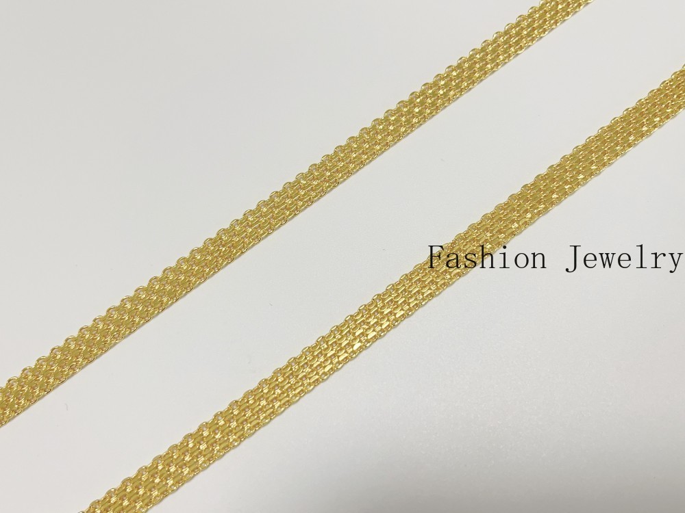 Solid 18K Yellow Gold Vintage Multi Layer Wide Necklace Chain 8mm 22in men/women