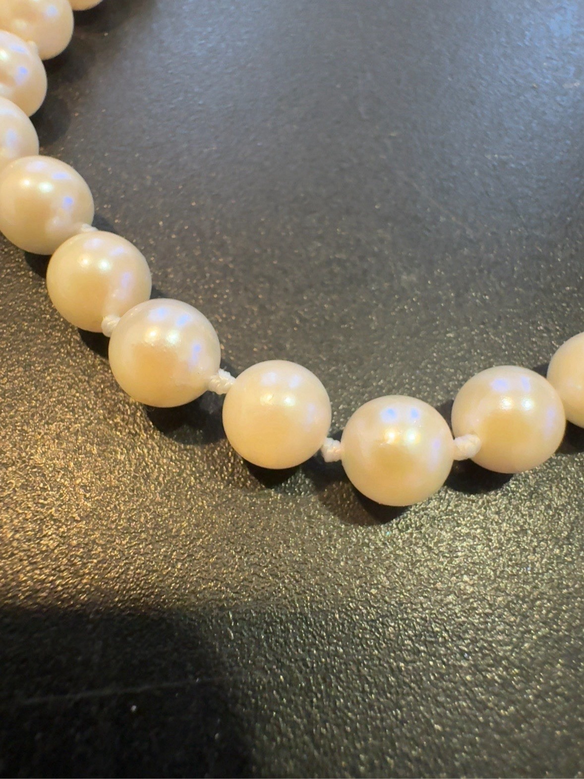 Vintage Cultured Pearl Bracelet, 7” Hand-Knotted Pearls, 14K (585) Gold Clasp