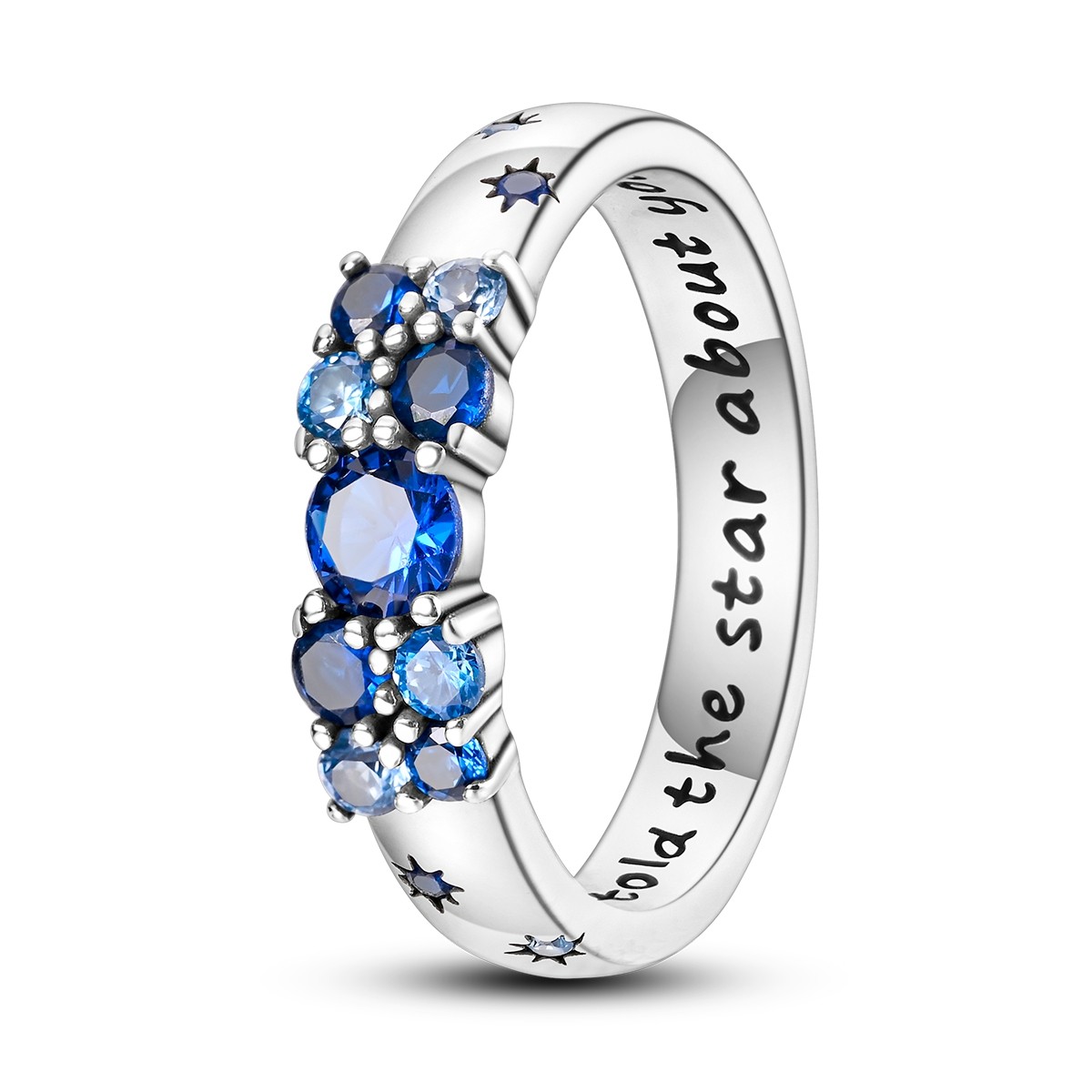 LAZA 925 Sterling Silver Ring Star Password Blue AAA CZ for Women Jewelry