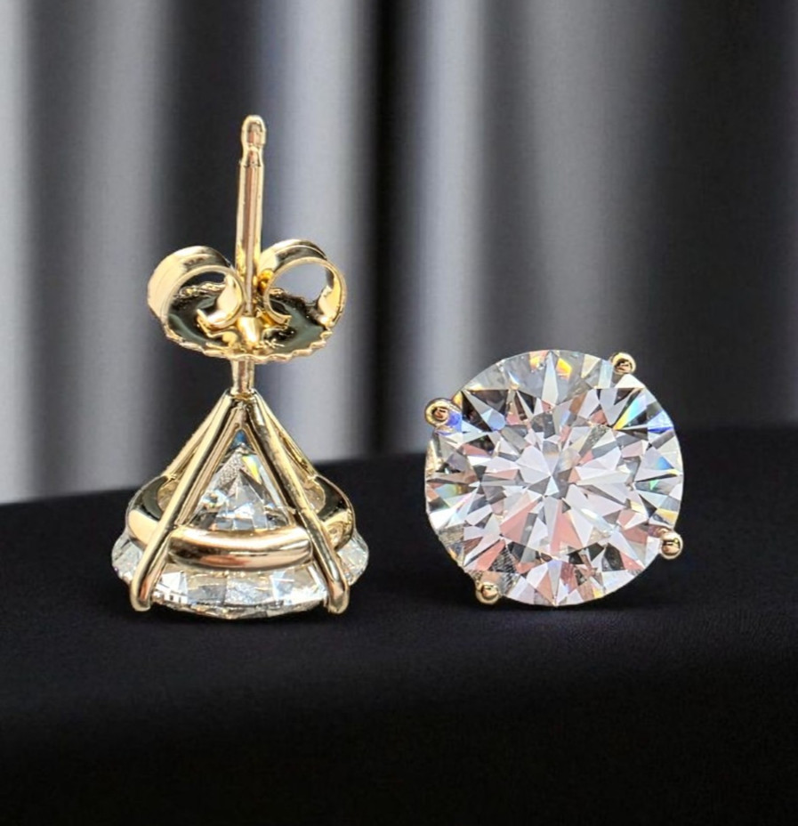 4.00 Ct D VS1 Round Lab Grown Martini Diamond Studs 14k Gold IGI Certified