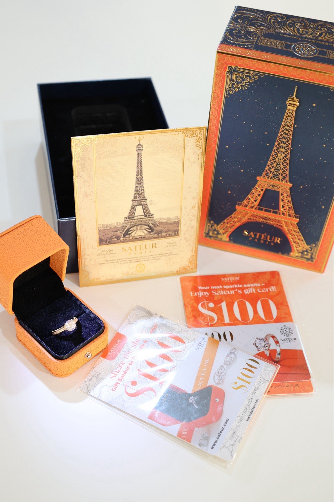 Satéur Eiffel Tower engagement ring, PLUS 2 100.00 gift cards! Moissanite~2.65